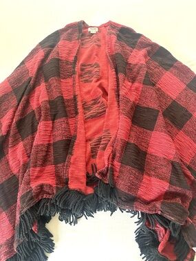 Mossimo Supply Co. Burgundy and Black Plaid Knit Wrap